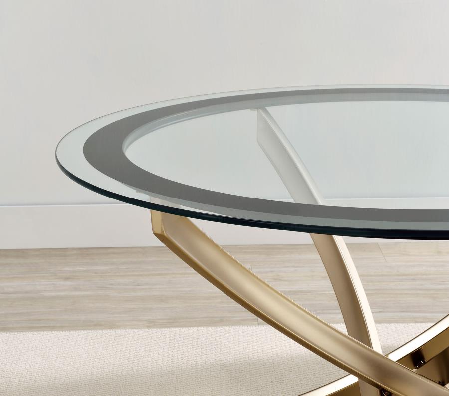 Brooke Round Glass Top Side End Table Metal Base Brass-zoom-4
