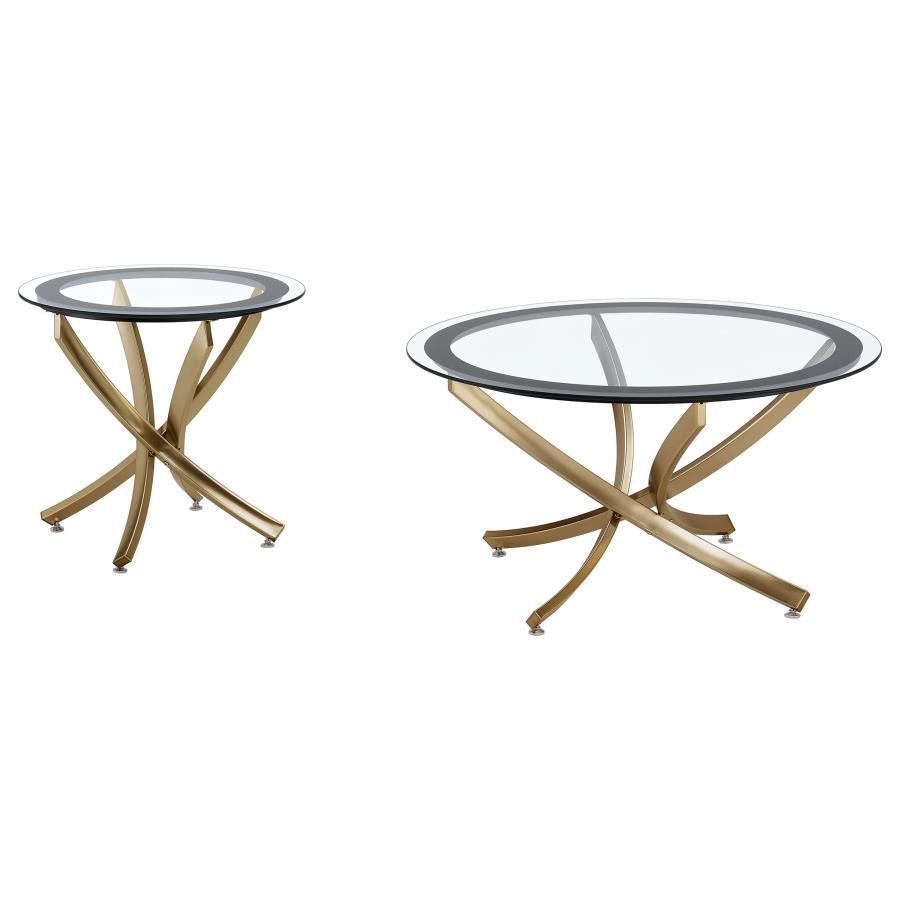 Brooke 2-piece Round Coffee and End Table Set Rose Brass-zoom-2