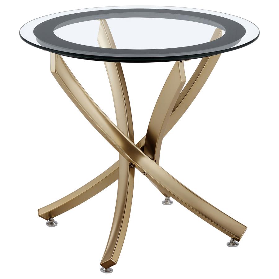 Brooke 2-piece Round Coffee and End Table Set Rose Brass-zoom-3