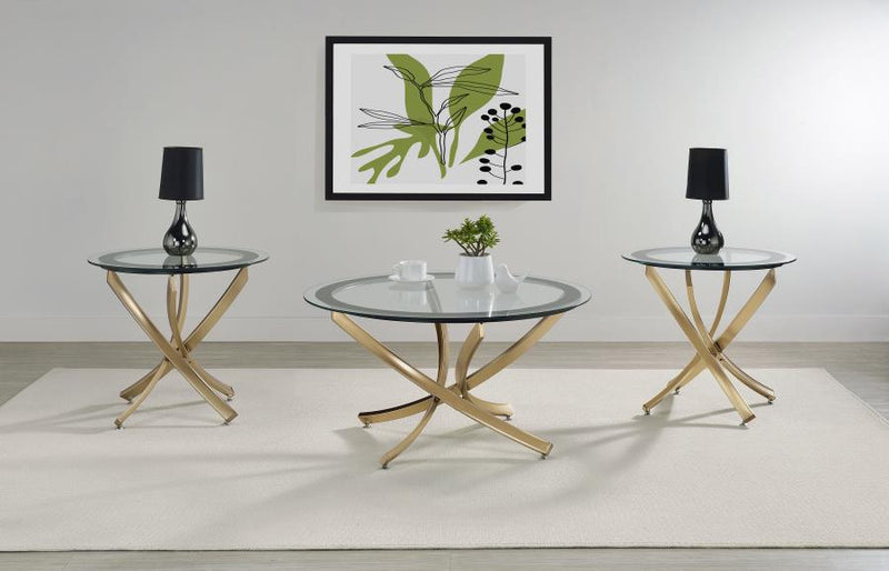 Brooke 3-piece Round Coffee and End Table Set Rose Brass-zoom-