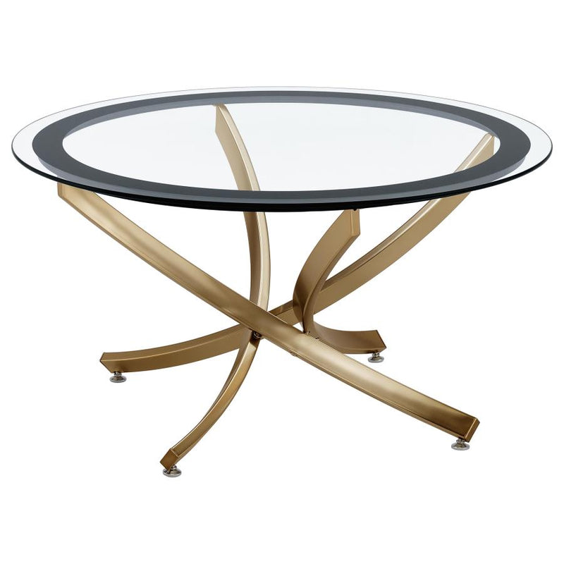 Brooke 3-piece Round Coffee and End Table Set Rose Brass-zoom-