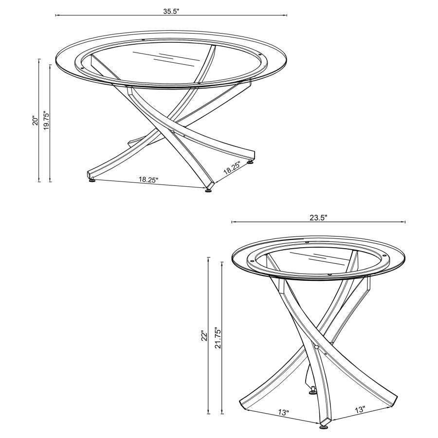 Brooke 3-piece Round Coffee and End Table Set Rose Brass-zoom-5