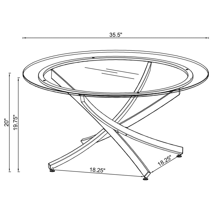 Brooke Round Glass Top Coffee Table Metal Base Brass-zoom-5