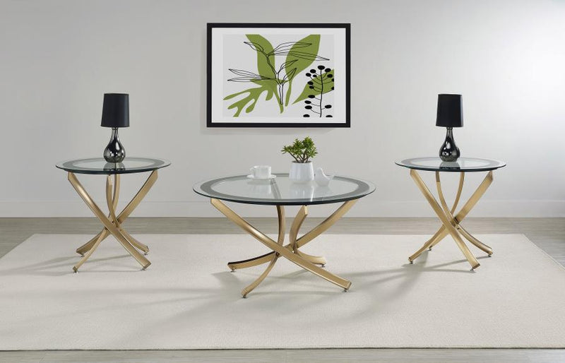 Brooke Round Glass Top Coffee Table Metal Base Brass-zoom-
