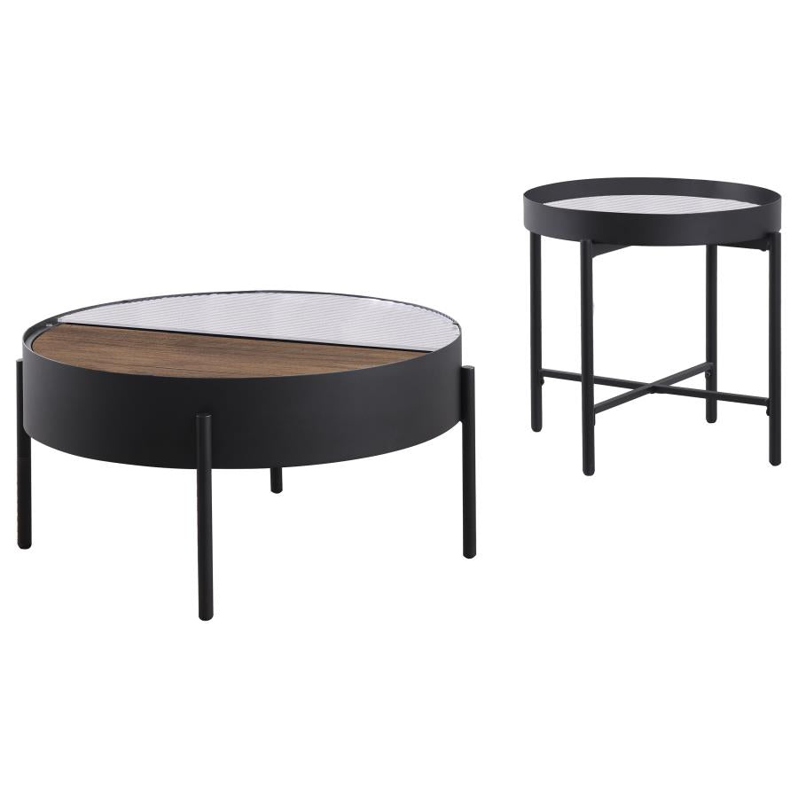 Ozella 2-piece Round Coffee and End Table Set Sandy Black-zoom-4