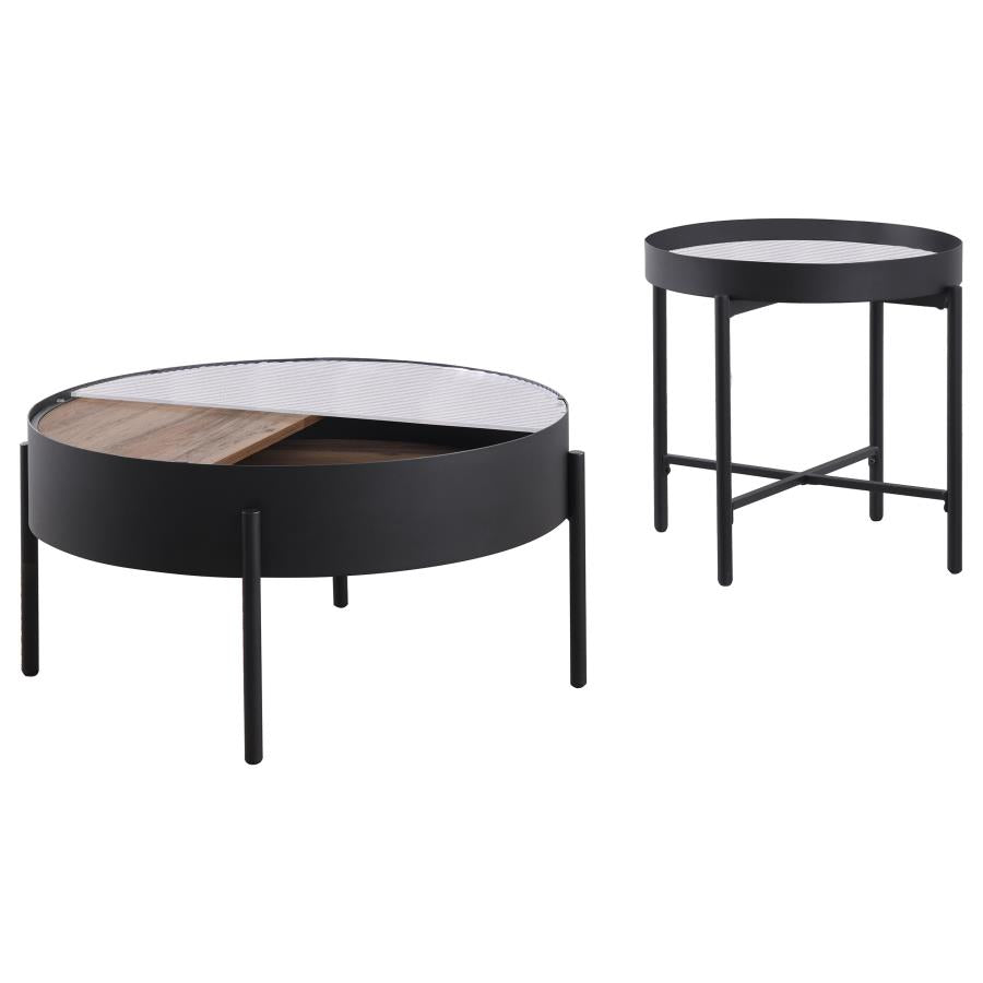 Ozella 2-piece Round Coffee and End Table Set Sandy Black-zoom-5