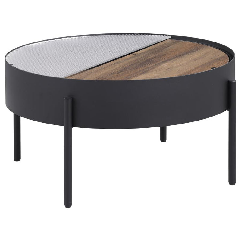 Ozella 2-piece Round Coffee and End Table Set Sandy Black-zoom-