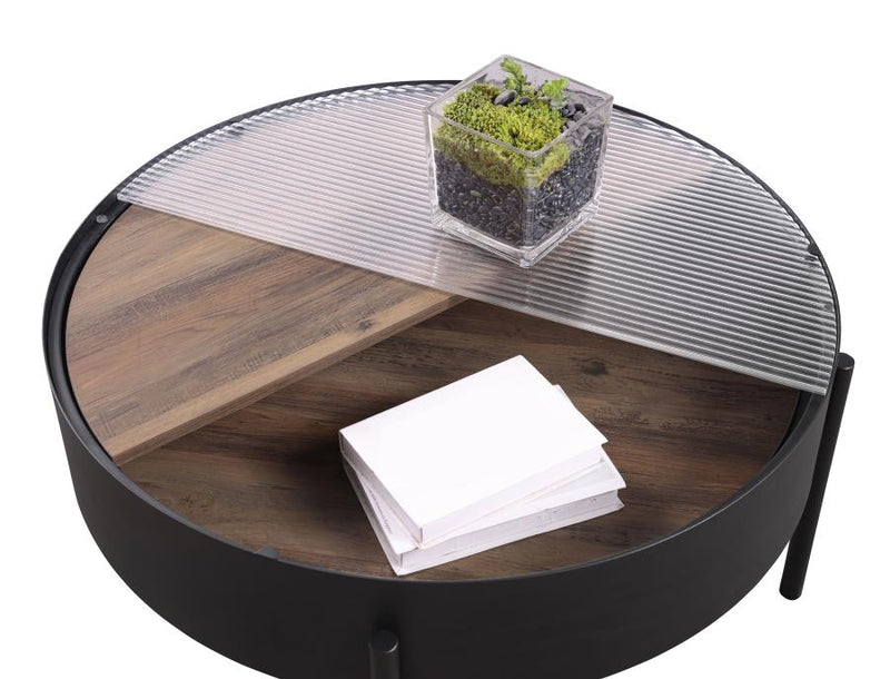 Ozella 2-piece Round Coffee and End Table Set Sandy Black-zoom-