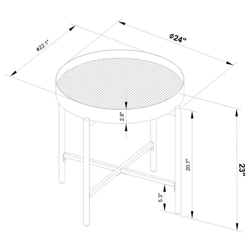 Ozella 2-piece Round Coffee and End Table Set Sandy Black-zoom-