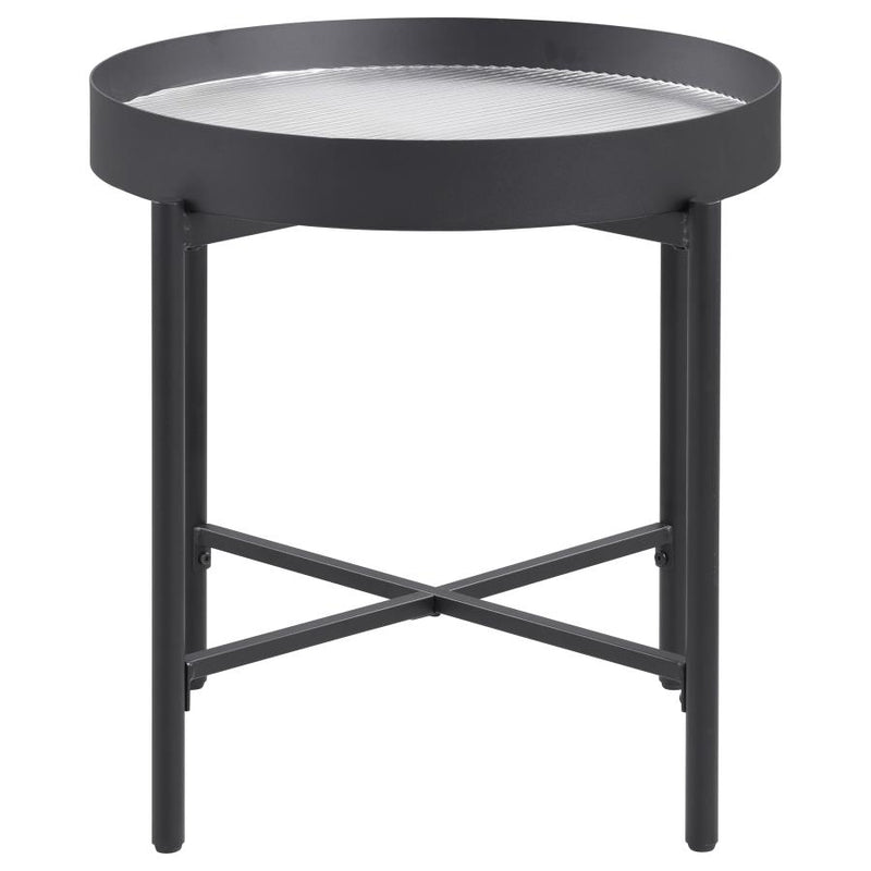 Ozella 3-piece Round Coffee and End Table Set Sandy Black-zoom-