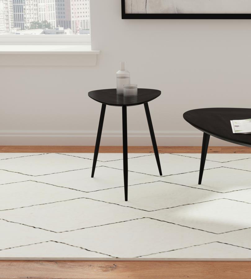 Odessa Triangular Solid Wood End Table Black-zoom-2