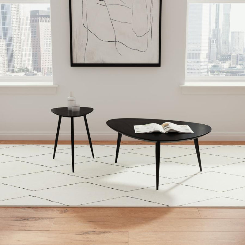 Odessa Triangular Solid Wood End Table Black-zoom-