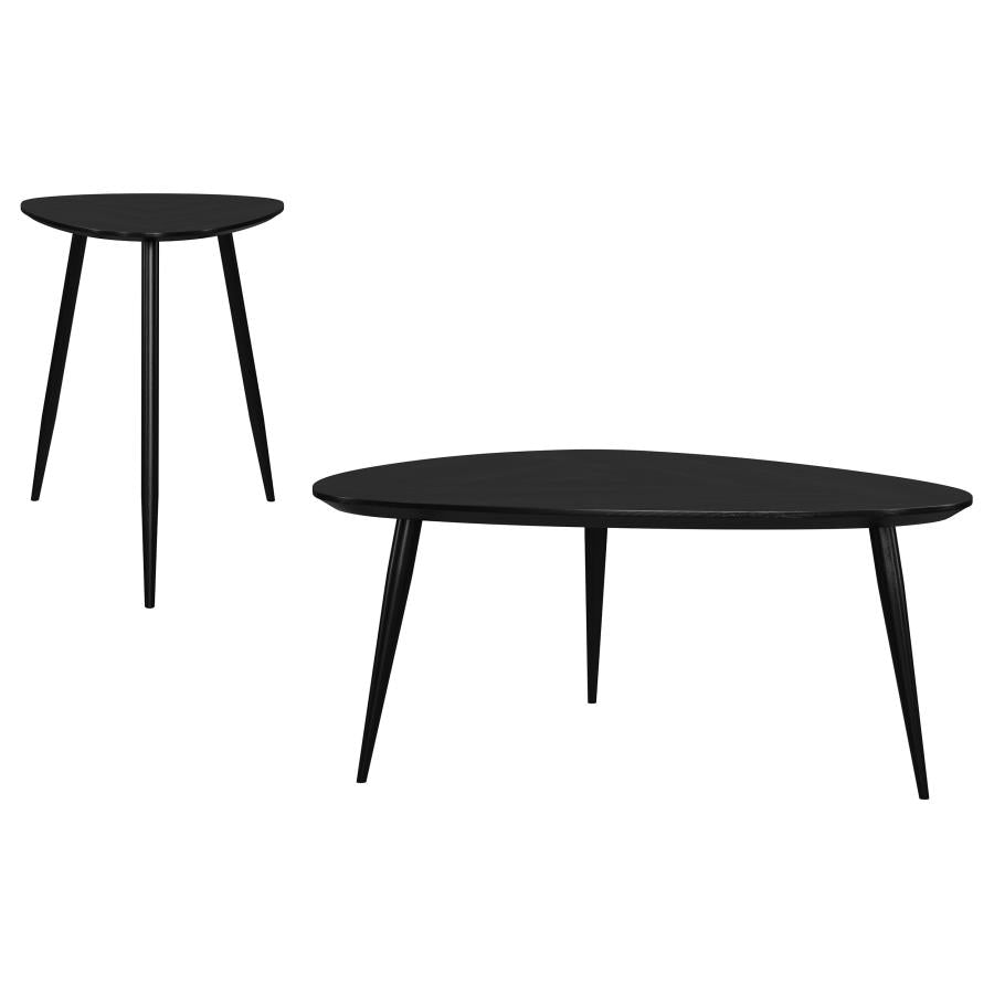 Odessa 2-piece Triangular Coffee and End Table Set Black-2