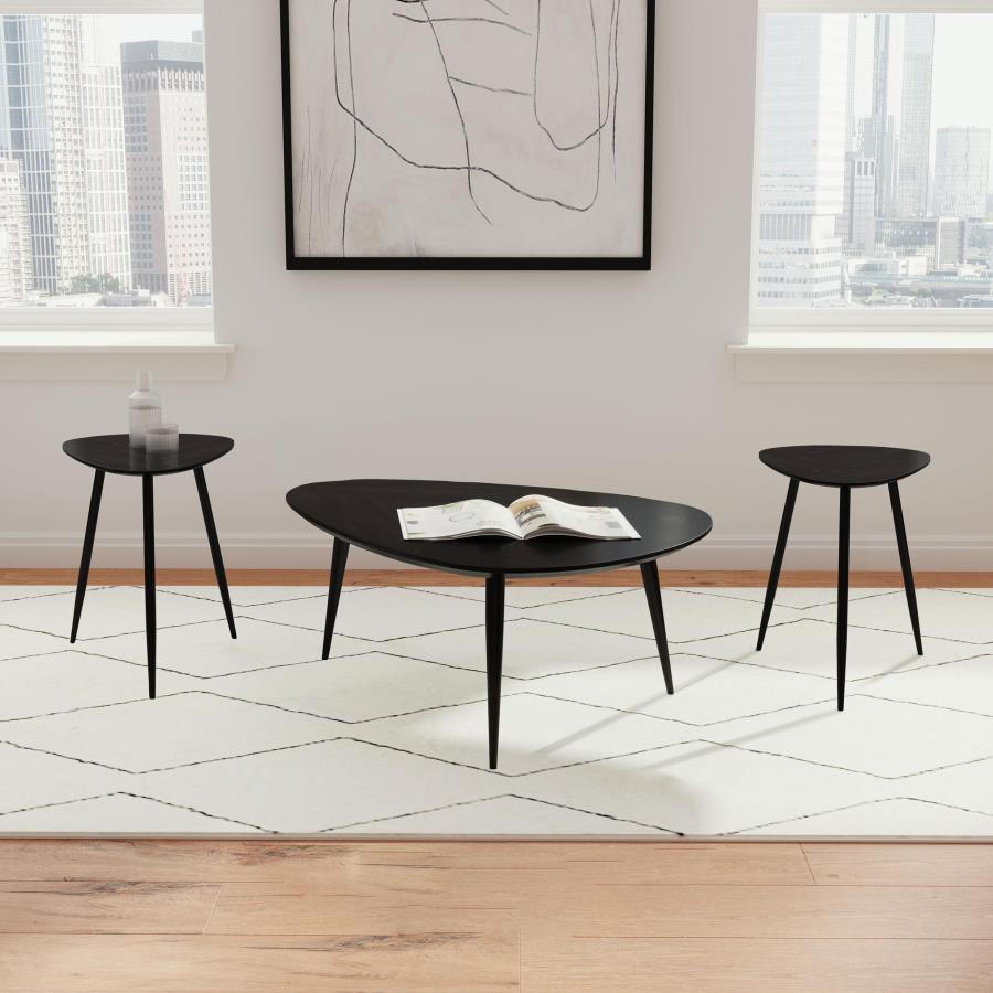 Odessa 3-piece Triangular Coffee and End Table Set Black-1