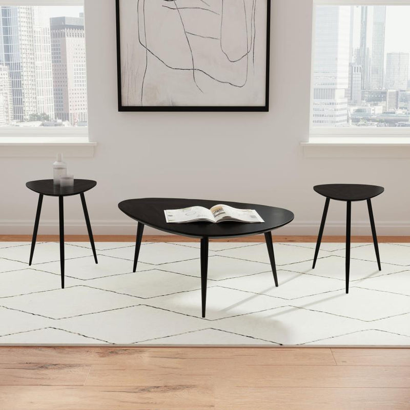 Odessa 3-piece Triangular Coffee and End Table Set Black-zoom-