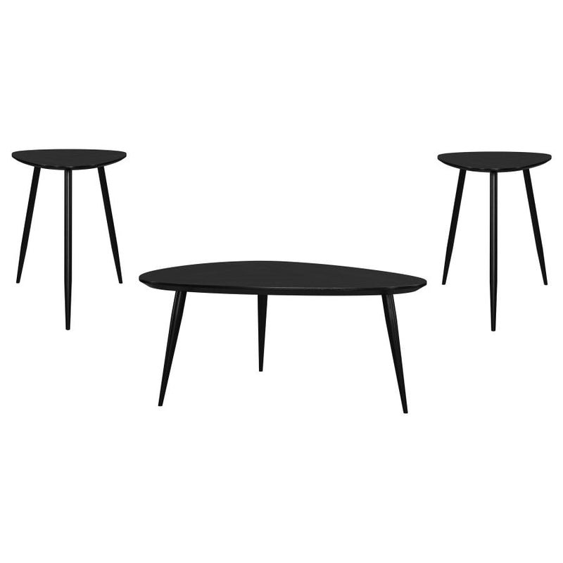 Odessa 3-piece Triangular Coffee and End Table Set Black-zoom-