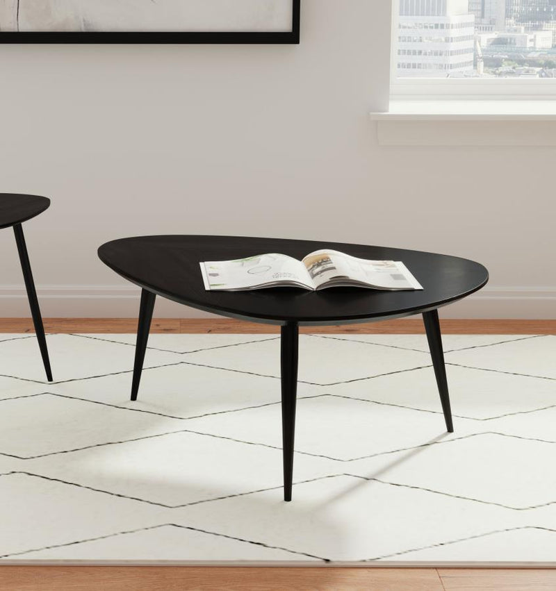 Odessa Triangular Solid Wood Coffee Table Black-zoom-