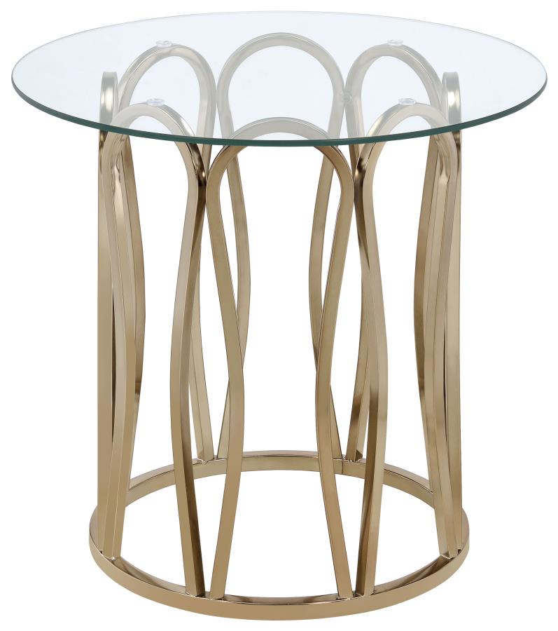 Monett Round Glass Top Side End Table Chocolate Chrome-zoom-