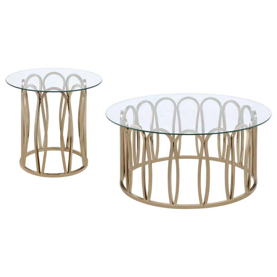 Monett 2-piece Coffee and End Table Set Chocolate Chrome-2