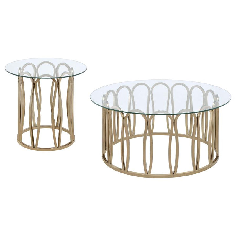 Monett 2-piece Coffee and End Table Set Chocolate Chrome-zoom-