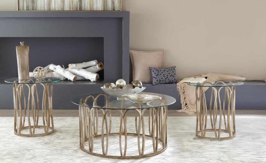 Monett 3-piece Coffee and End Table Set Chocolate Chrome-zoom-1