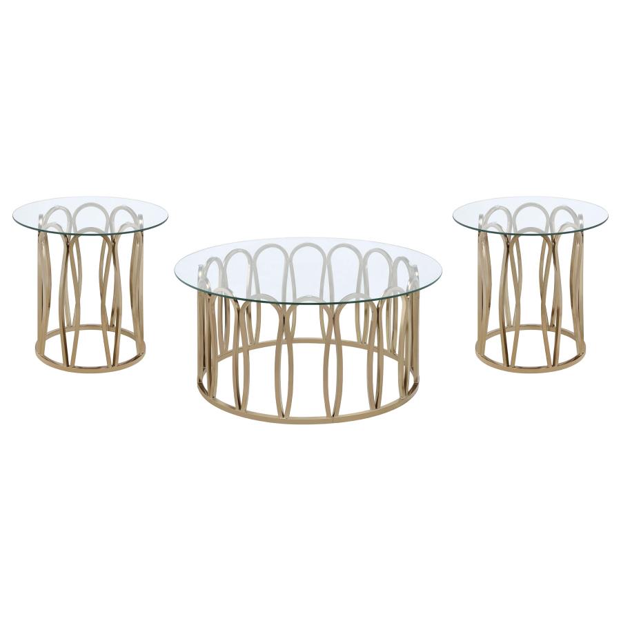 Monett 3-piece Coffee and End Table Set Chocolate Chrome-zoom-2
