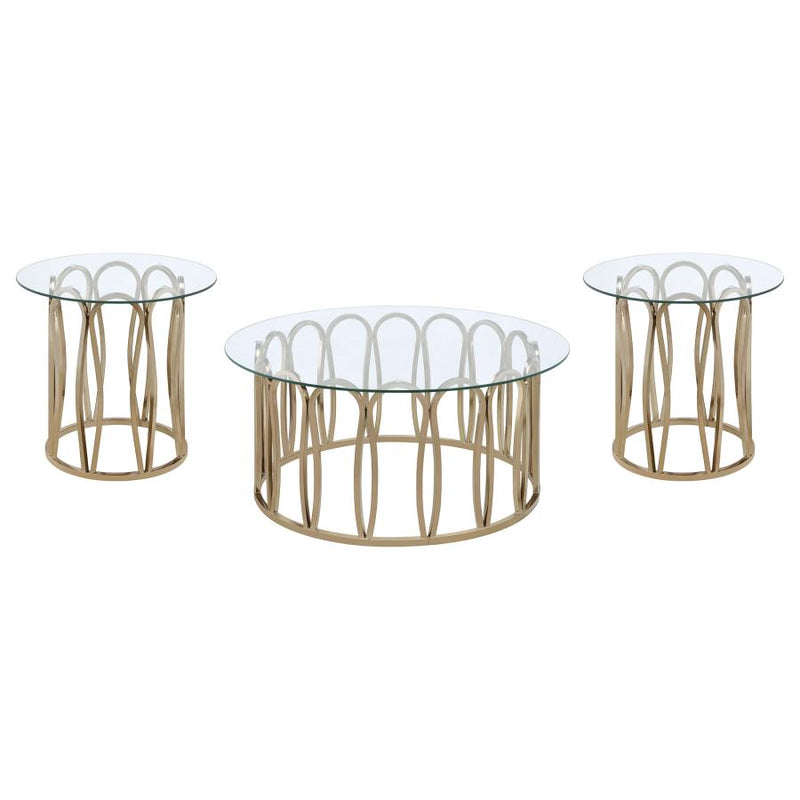 Monett 3-piece Coffee and End Table Set Chocolate Chrome-zoom-