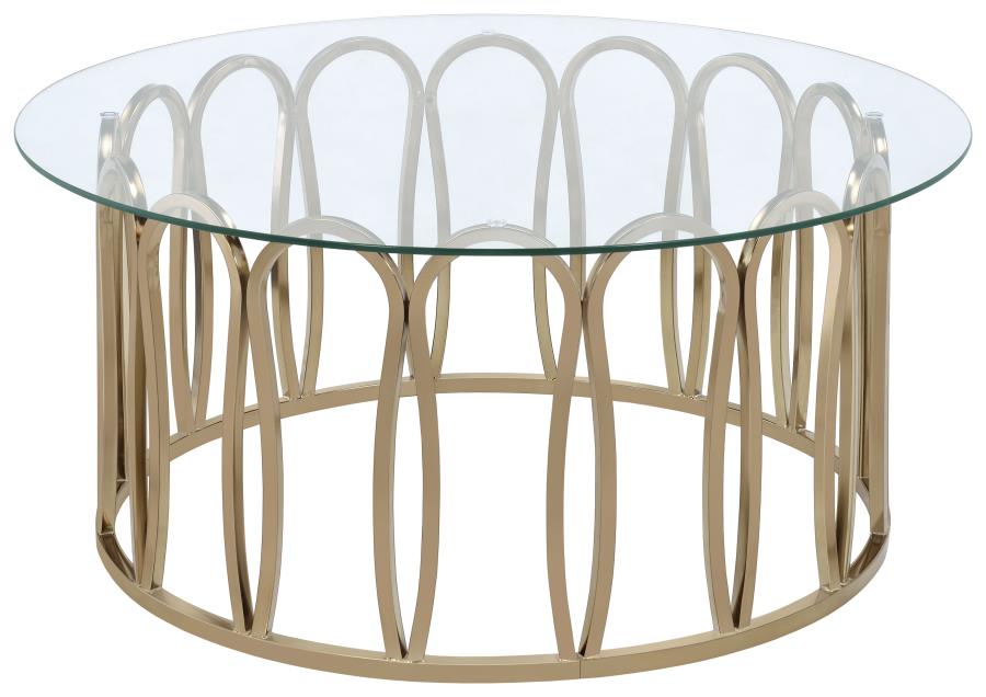 Monett Round Glass Top Coffee Table Chocolate Chrome-zoom-1