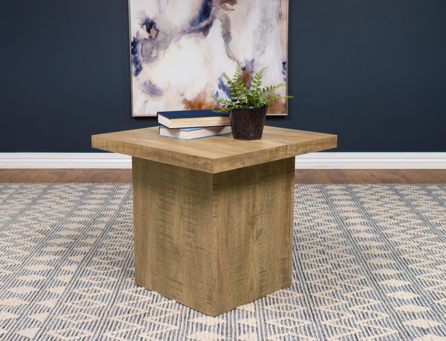 Devar Square Engineered Wood End Table Mango Brown-2