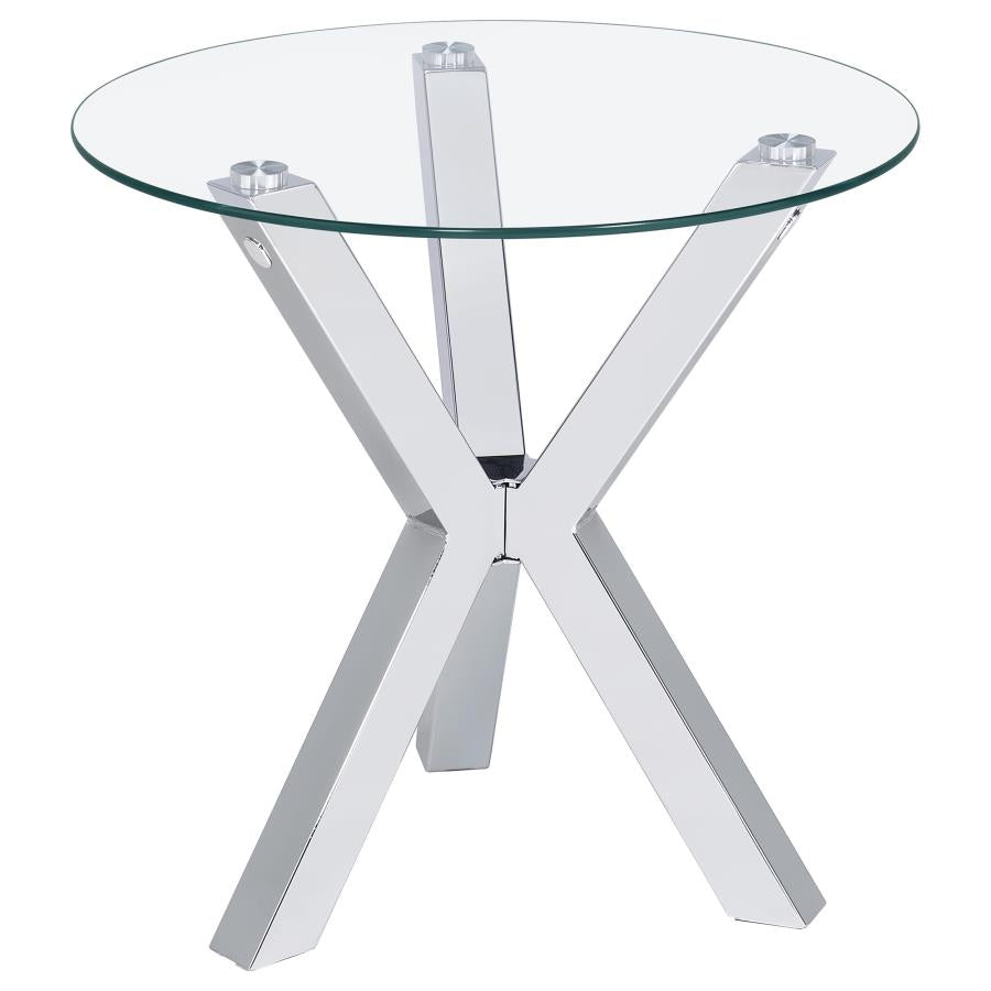 Kenzie 2-piece Round Coffee and End Table Set Chrome-zoom-3