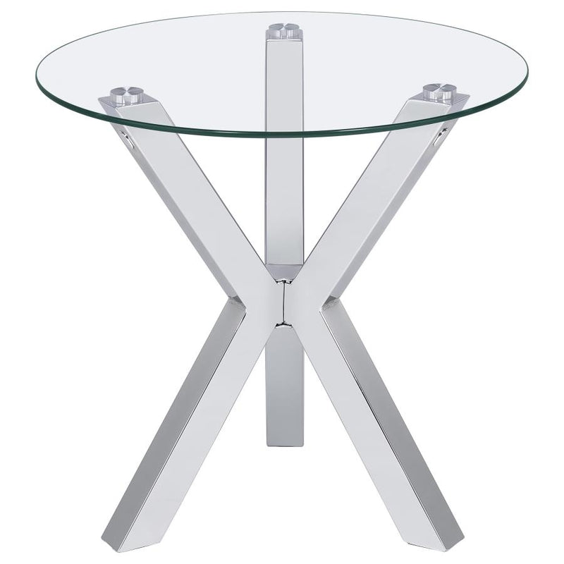 Kenzie 2-piece Round Coffee and End Table Set Chrome-zoom-