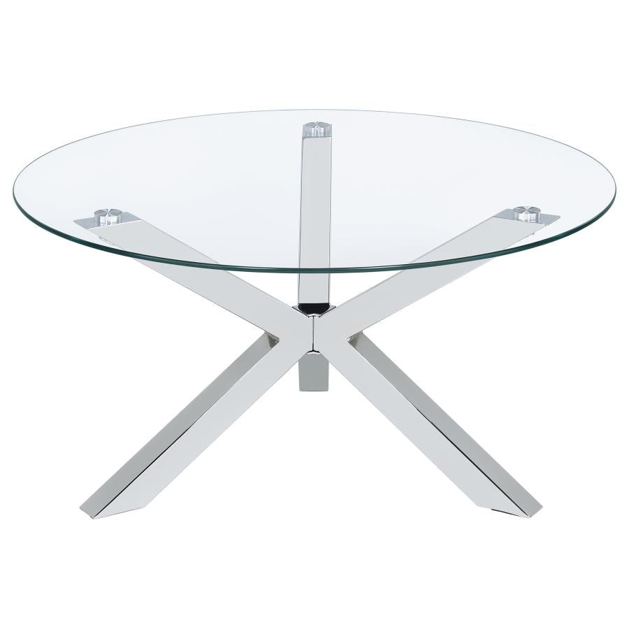 Kenzie 2-piece Round Coffee and End Table Set Chrome-zoom-7