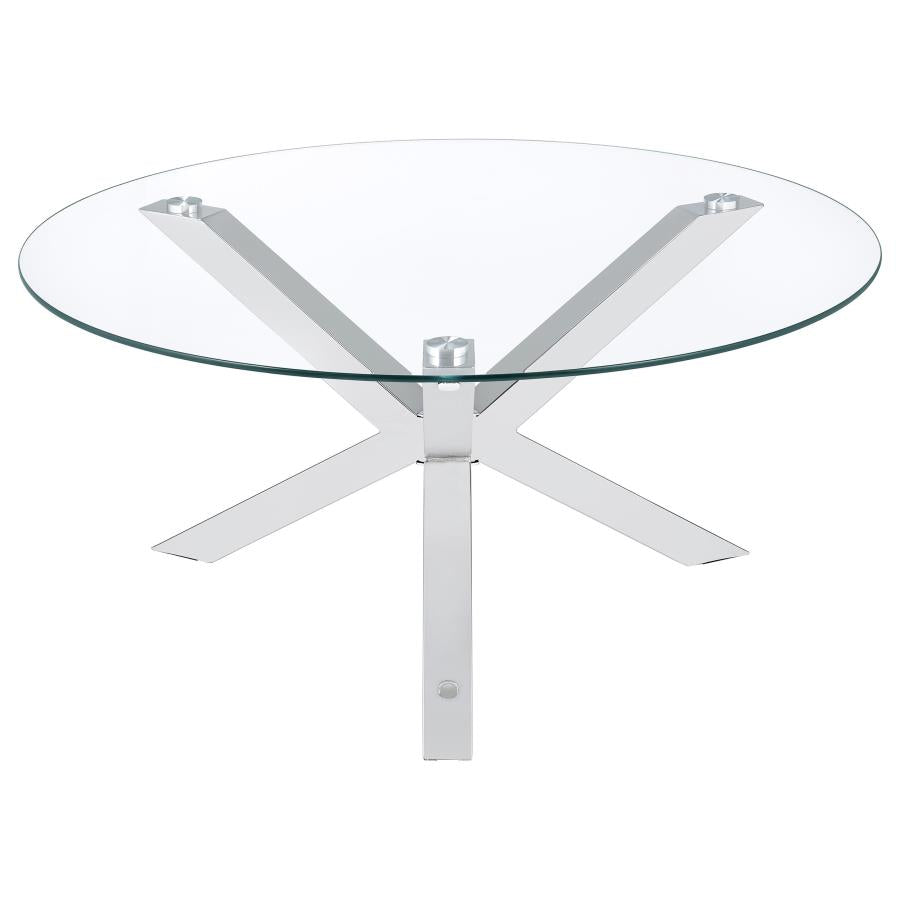 Kenzie 2-piece Round Coffee and End Table Set Chrome-zoom-8