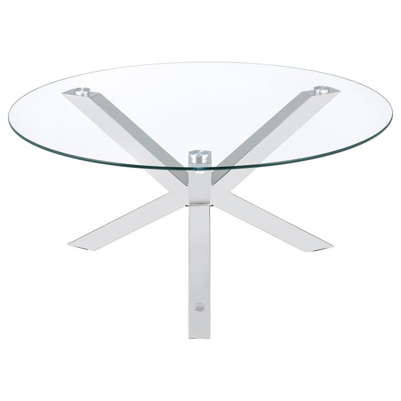 Kenzie 2-piece Round Coffee and End Table Set Chrome-zoom-