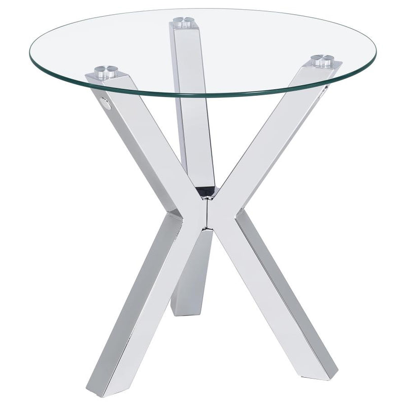 Kenzie 3-piece Round Coffee and End Table Set Chrome-zoom-