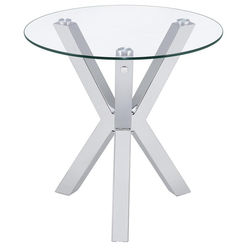 Kenzie 3-piece Round Coffee and End Table Set Chrome-zoom-