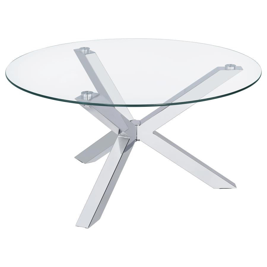 Kenzie 3-piece Round Coffee and End Table Set Chrome-6