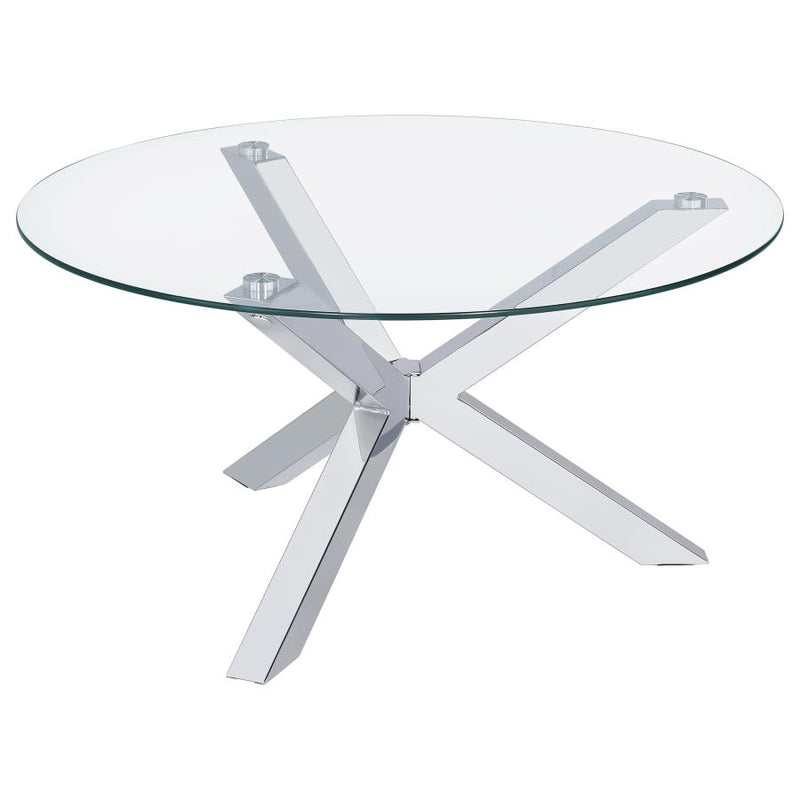 Kenzie 3-piece Round Coffee and End Table Set Chrome-zoom-