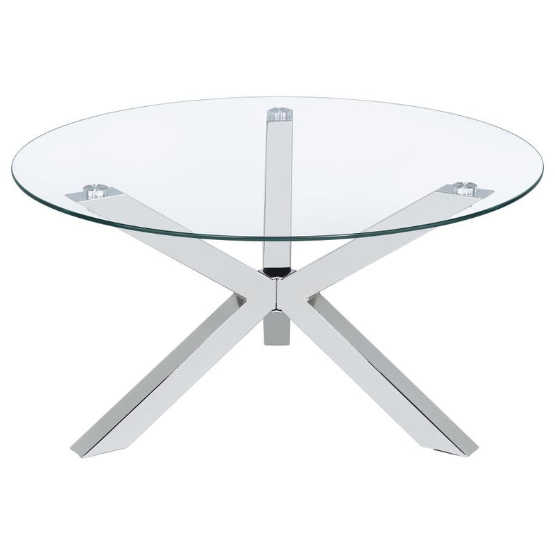 Kenzie 3-piece Round Coffee and End Table Set Chrome-zoom-
