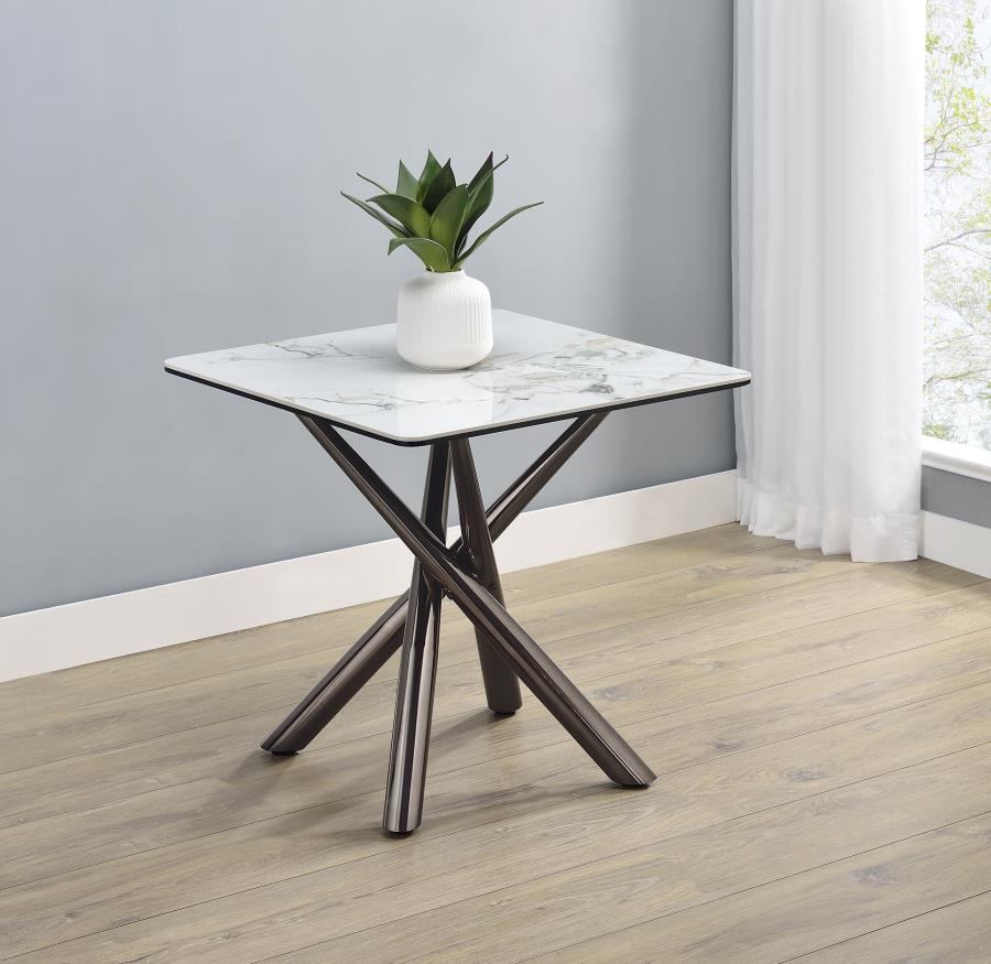 Carvell Square Sintered Stone End Side Table Mirage White-2