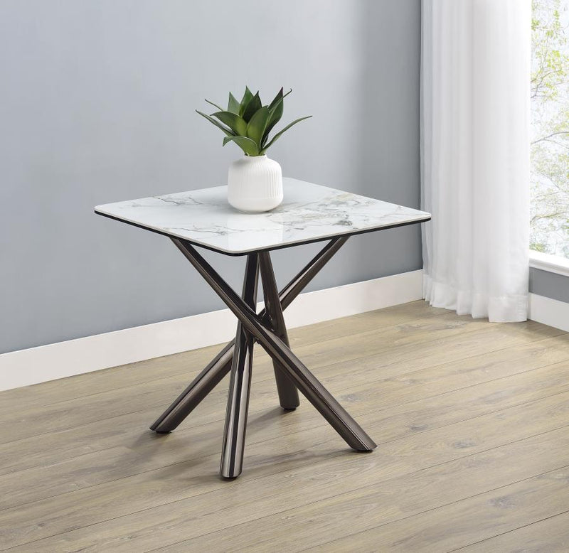Carvell Square Sintered Stone End Side Table Mirage White-zoom-