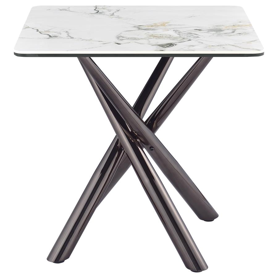 Carvell Square Sintered Stone End Side Table Mirage White-3