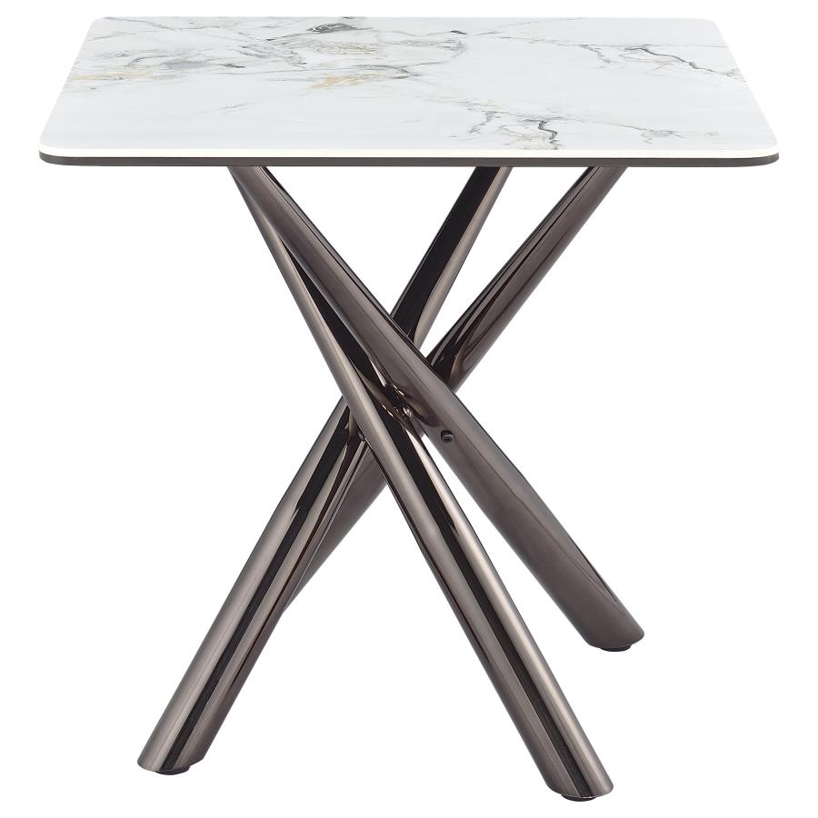 Carvell Square Sintered Stone End Side Table Mirage White-6