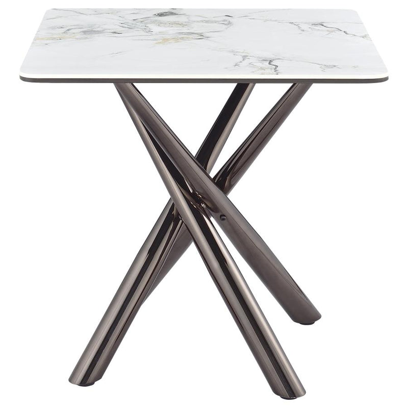 Carvell Square Sintered Stone End Side Table Mirage White-zoom-