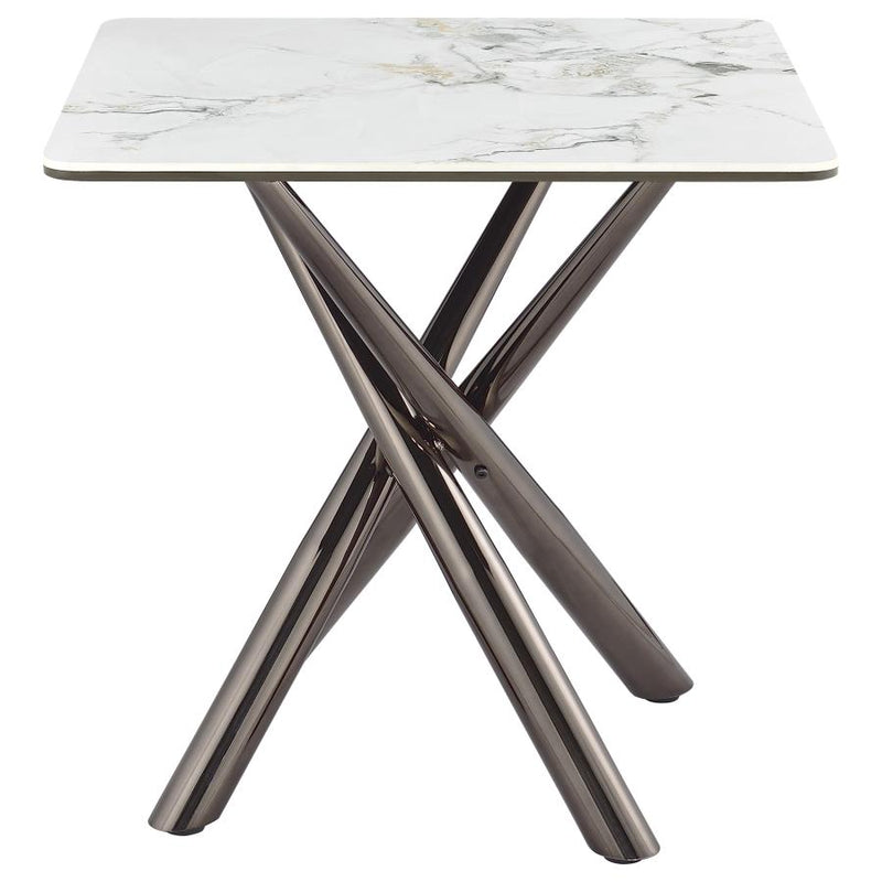 Carvell Square Sintered Stone End Side Table Mirage White-zoom-
