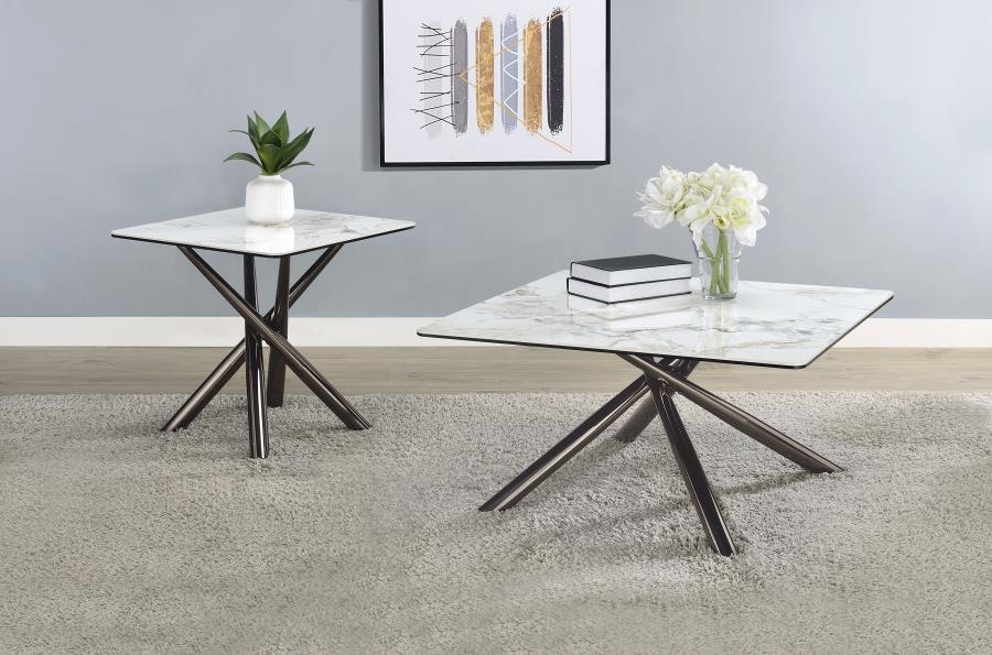 Carvell 2-piece Square Coffee and End Table Set Mirage White-1