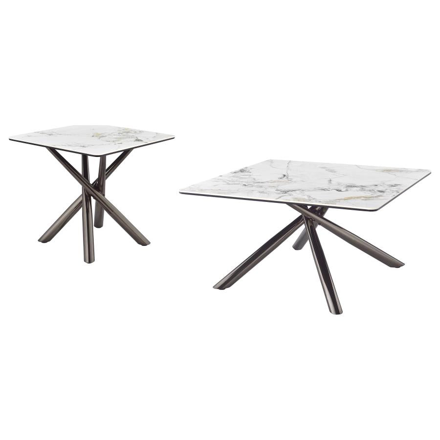 Carvell 2-piece Square Coffee and End Table Set Mirage White-zoom-2