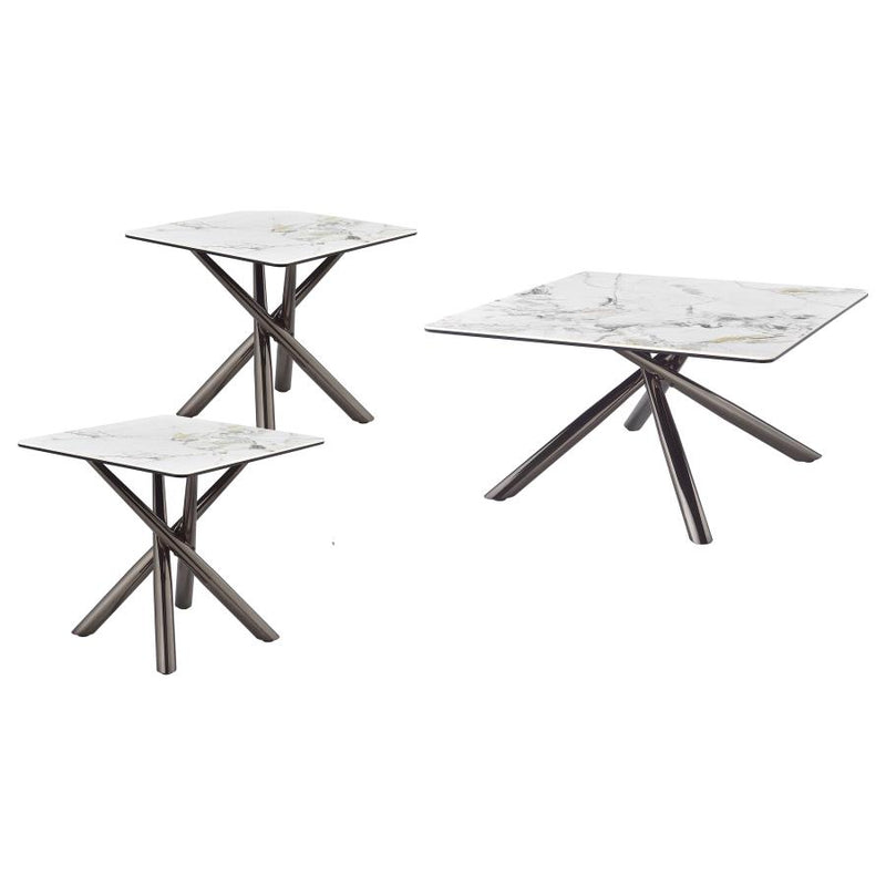 Carvell 3-piece Square Coffee and End Table Set Mirage White-zoom-