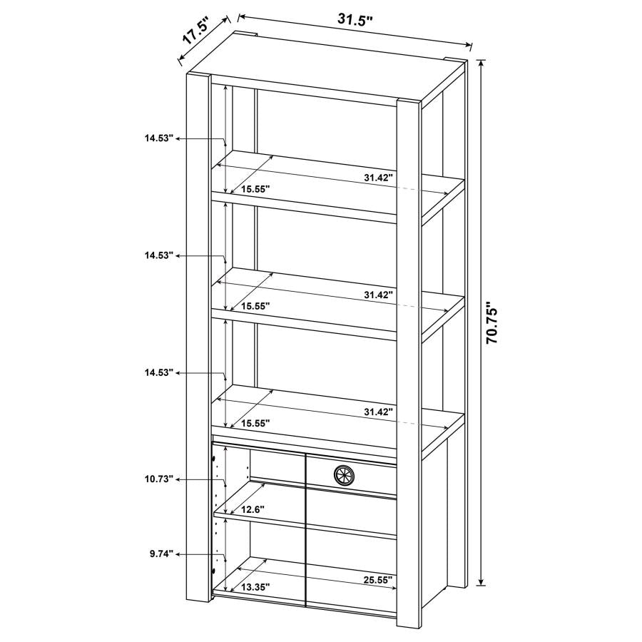 Laurelton 3-shelf Media Tower Tall Pier Cabinet Light Oak-zoom-11