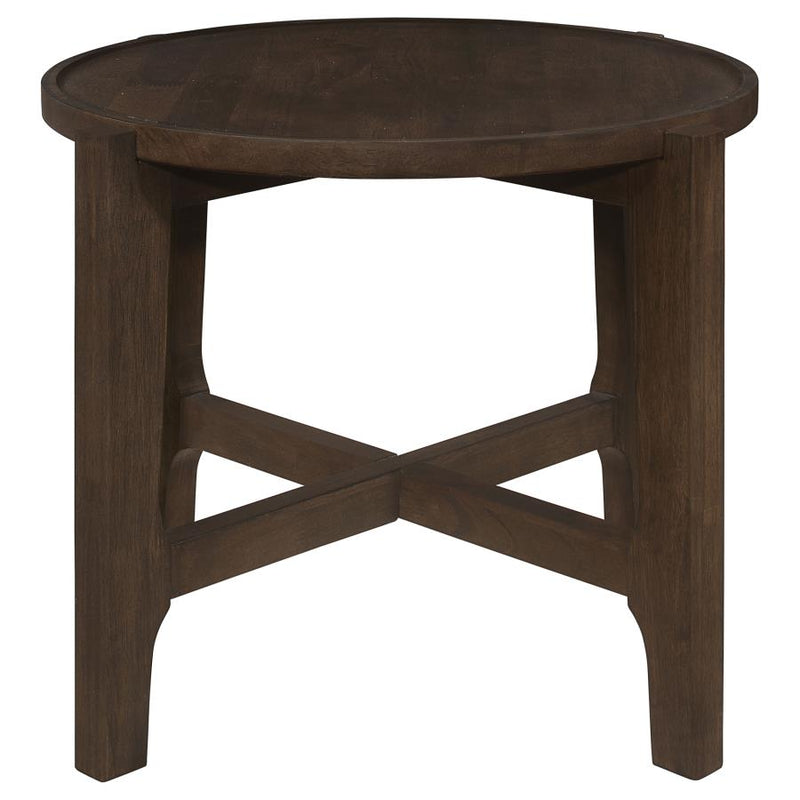 Cota Round Solid Wood End Table Dark Brown-zoom-